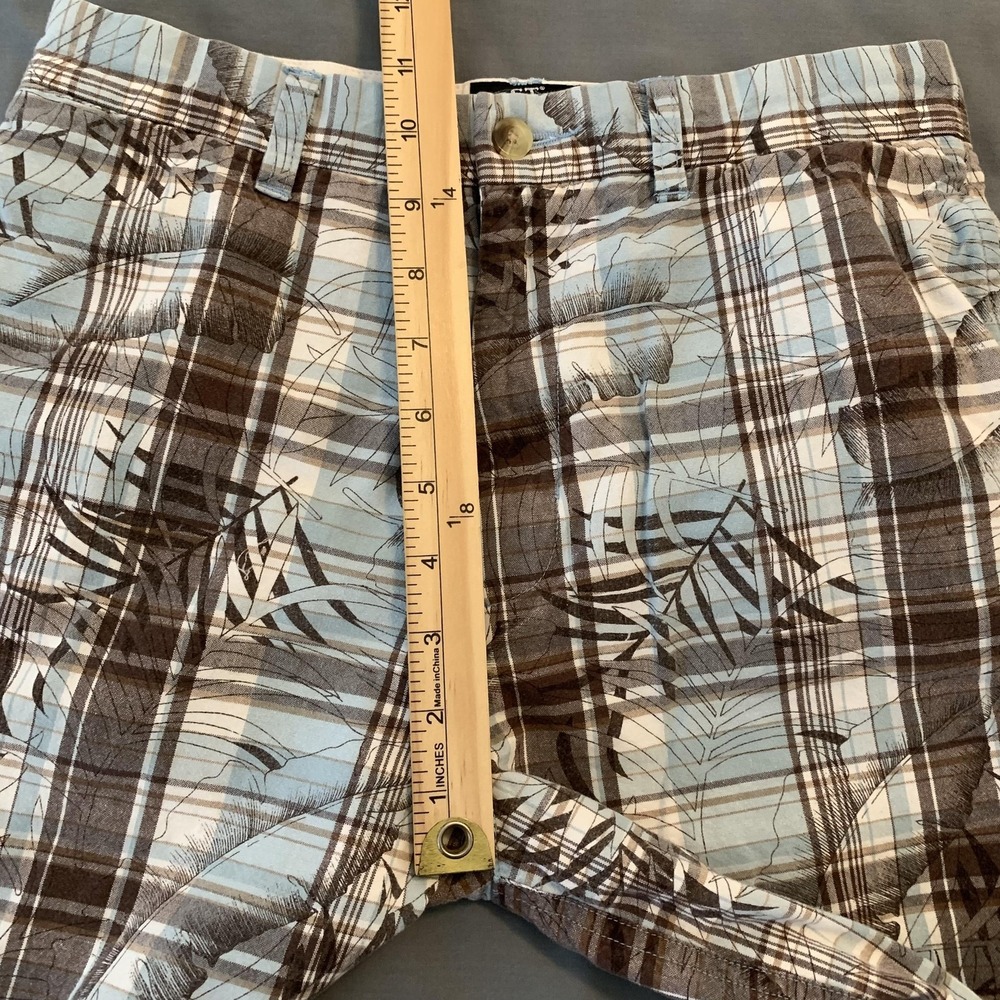 First Wave Shorts Womans 16 W26 Blue Plaid 100% Cotton Flat Front Bermuda Casual - Picture 4 of 8